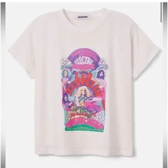 NWT Daydreamer Led Zeppelin Electric Magic Band Relaxed White Tee Size XS - Picture 2 of 5
